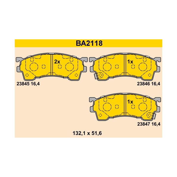 Stabdžių trinkelių rinkinys, diskinis stabdys BARUM BA2118