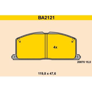 Stabdžių trinkelių rinkinys, diskinis stabdys BARUM BA2121