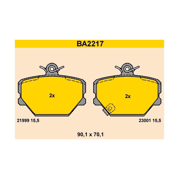 Stabdžių trinkelių rinkinys, diskinis stabdys BARUM BA2217