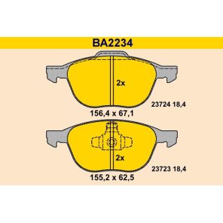 Stabdžių trinkelių rinkinys, diskinis stabdys BARUM BA2234