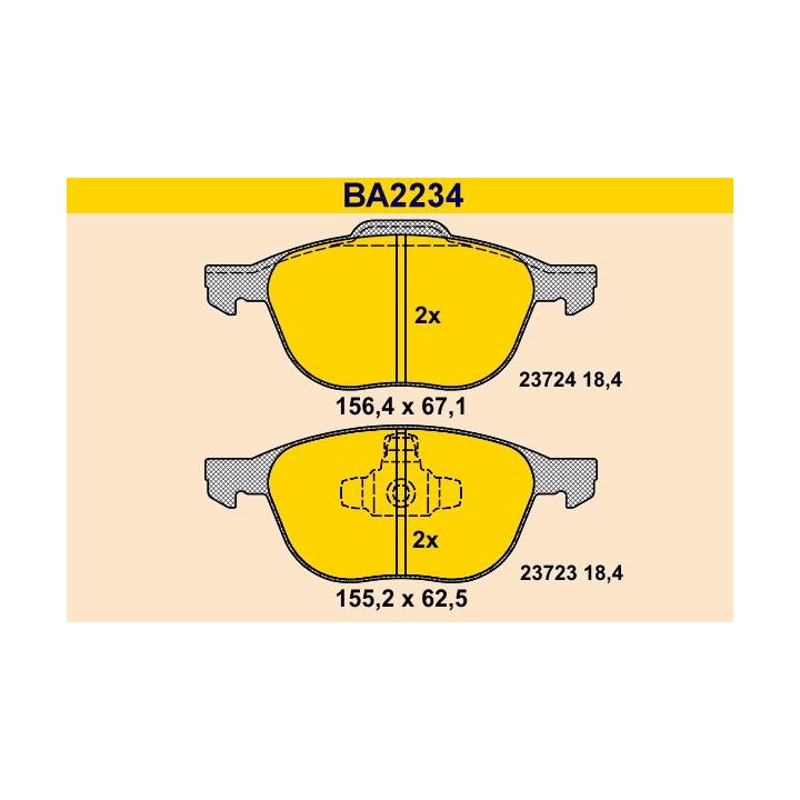 Stabdžių trinkelių rinkinys, diskinis stabdys BARUM BA2234