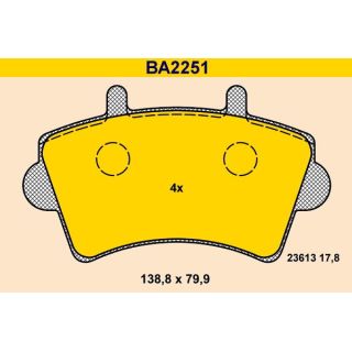 Stabdžių trinkelių rinkinys, diskinis stabdys BARUM BA2251