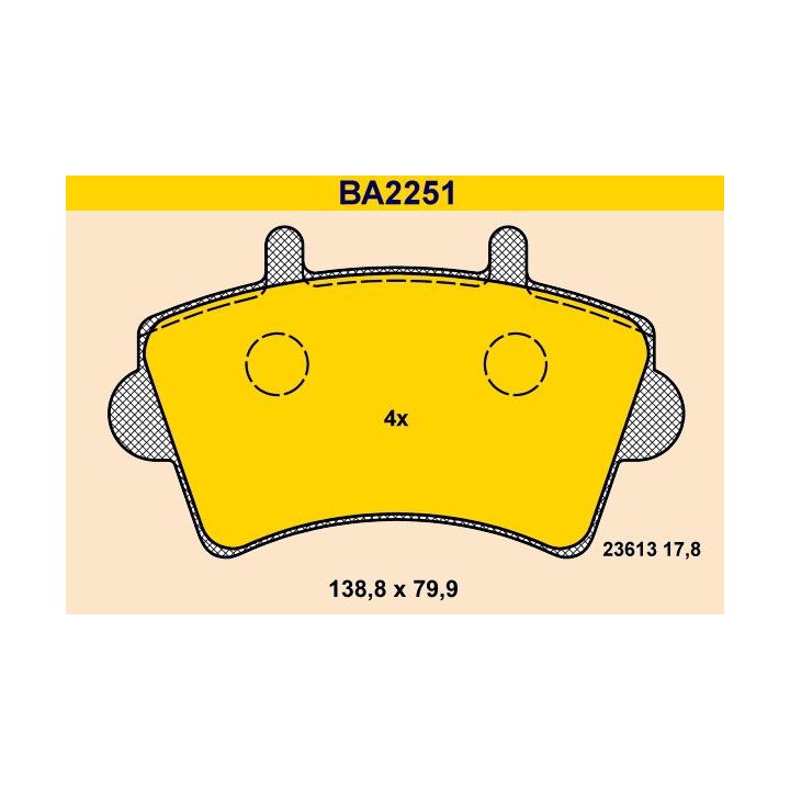 Stabdžių trinkelių rinkinys, diskinis stabdys BARUM BA2251