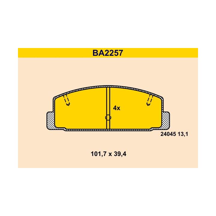 Stabdžių trinkelių rinkinys, diskinis stabdys BARUM BA2257