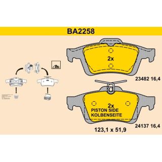 Stabdžių trinkelių rinkinys, diskinis stabdys BARUM BA2258