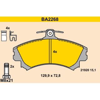 Stabdžių trinkelių rinkinys, diskinis stabdys BARUM BA2268