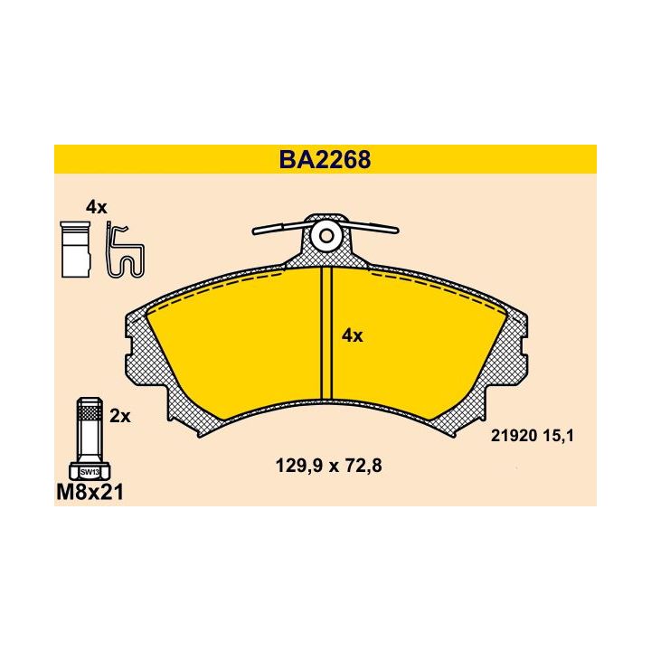 Stabdžių trinkelių rinkinys, diskinis stabdys BARUM BA2268