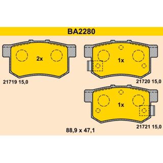 Stabdžių trinkelių rinkinys, diskinis stabdys BARUM BA2280