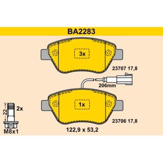 Stabdžių trinkelių rinkinys, diskinis stabdys BARUM BA2283