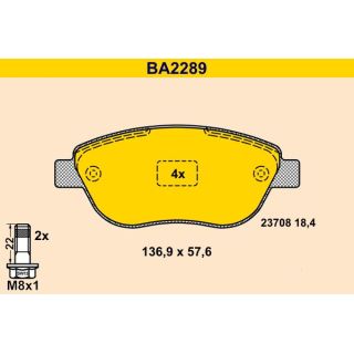 Stabdžių trinkelių rinkinys, diskinis stabdys BARUM BA2289