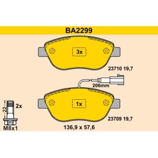 Stabdžių trinkelių rinkinys, diskinis stabdys BARUM BA2299