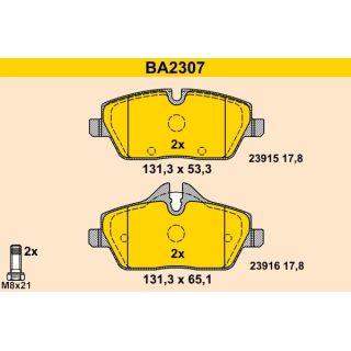 Stabdžių trinkelių rinkinys, diskinis stabdys BARUM BA2307