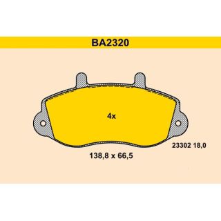 Stabdžių trinkelių rinkinys, diskinis stabdys BARUM BA2320