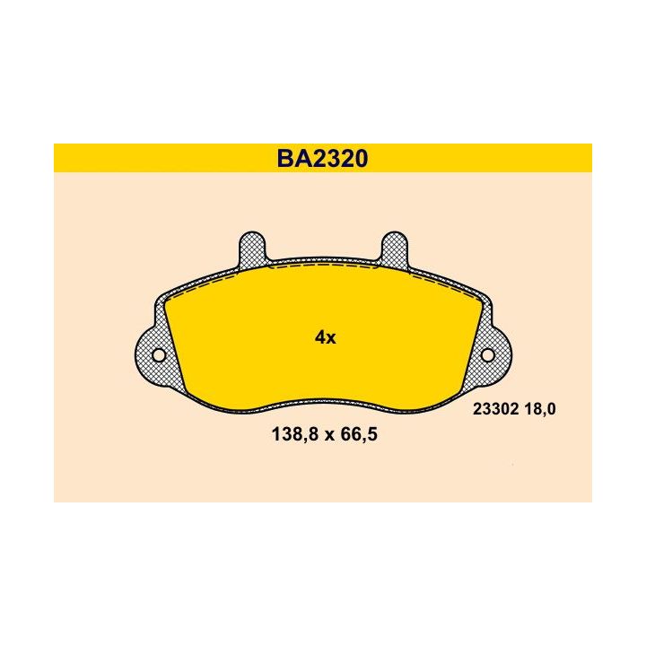 Stabdžių trinkelių rinkinys, diskinis stabdys BARUM BA2320
