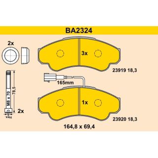 Stabdžių trinkelių rinkinys, diskinis stabdys BARUM BA2324