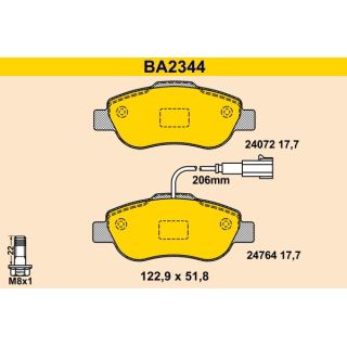 Stabdžių trinkelių rinkinys, diskinis stabdys BARUM BA2344