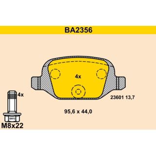 Stabdžių trinkelių rinkinys, diskinis stabdys BARUM BA2356