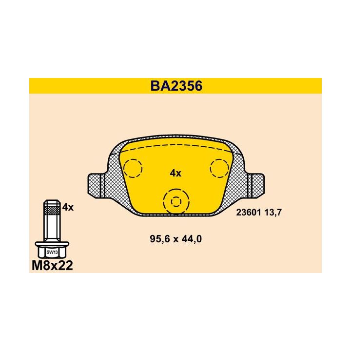 Stabdžių trinkelių rinkinys, diskinis stabdys BARUM BA2356
