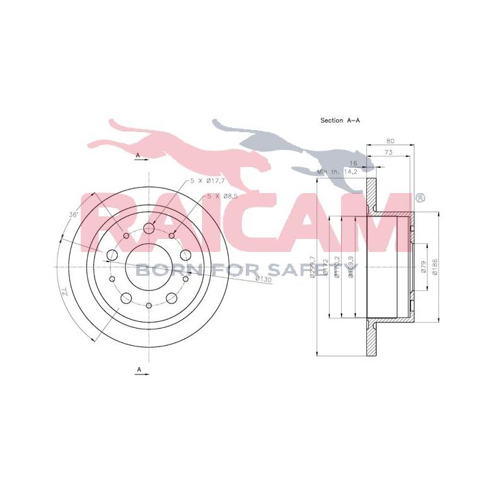 Stabdžių diskas RAICAM RD00128