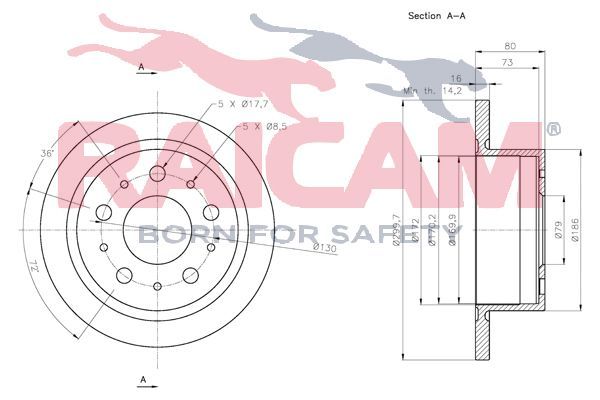 Stabdžių diskas RAICAM RD00128