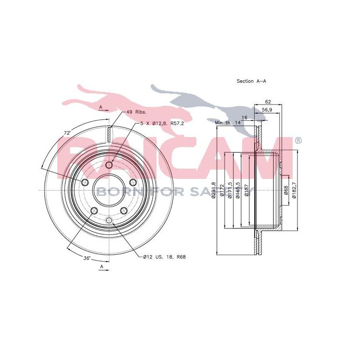 Stabdžių diskas RAICAM RD00169