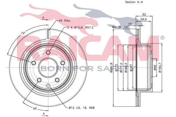 Stabdžių diskas RAICAM RD00169