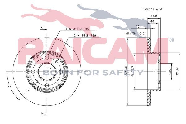 Stabdžių diskas RAICAM RD00188