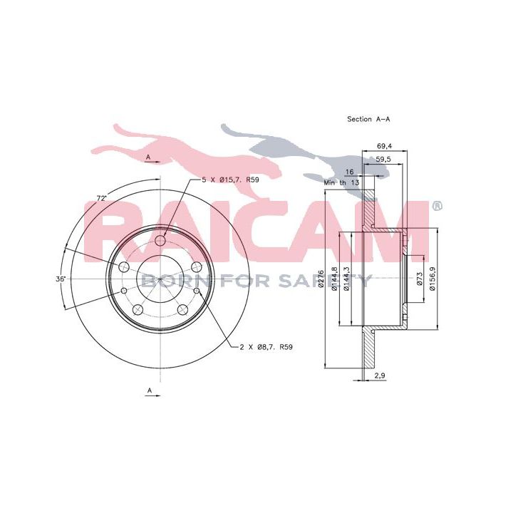 Stabdžių diskas RAICAM RD00209