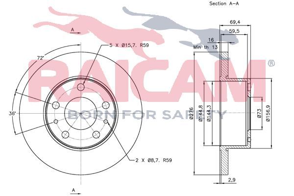 Stabdžių diskas RAICAM RD00209