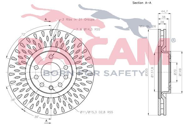 Stabdžių diskas RAICAM RD00214