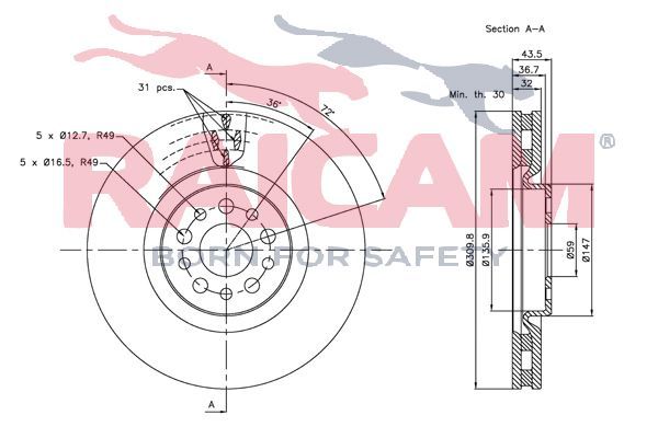 Stabdžių diskas RAICAM RD00644
