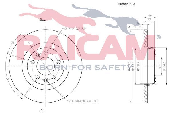 Stabdžių diskas RAICAM RD00649