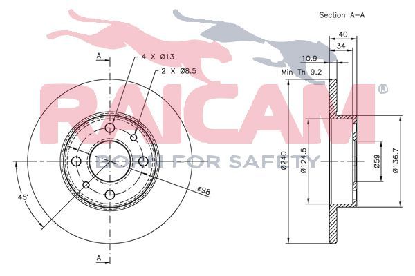 Stabdžių diskas RAICAM RD01047
