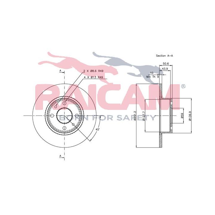 Stabdžių diskas RAICAM RD01053