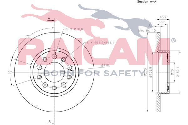 Stabdžių diskas RAICAM RD01269
