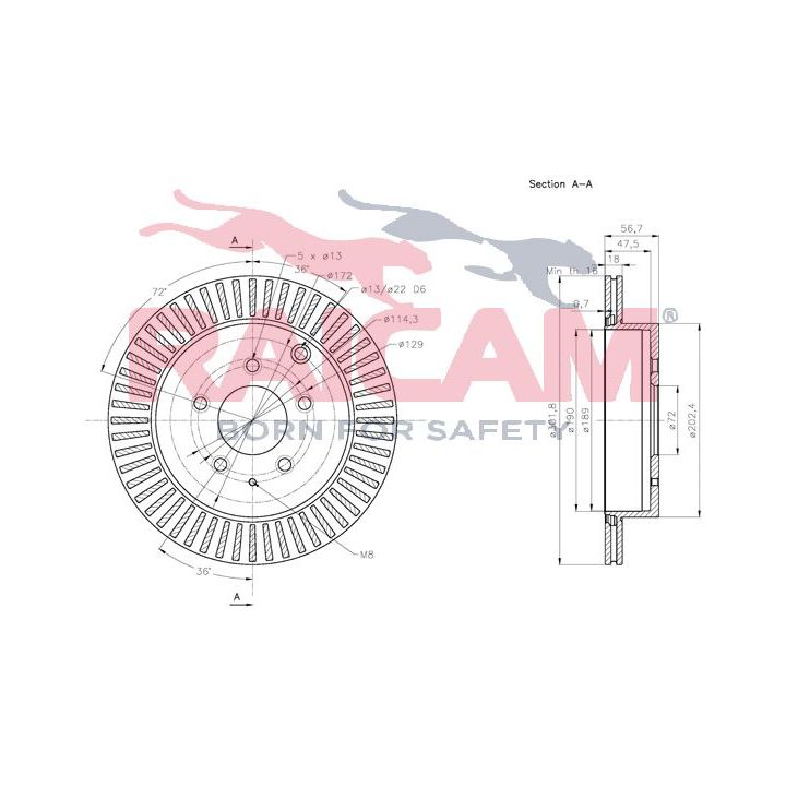 Stabdžių diskas RAICAM RD01347