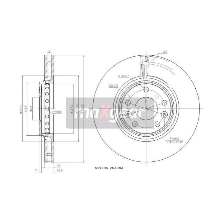 Stabdžių diskas MAXGEAR 19-2363