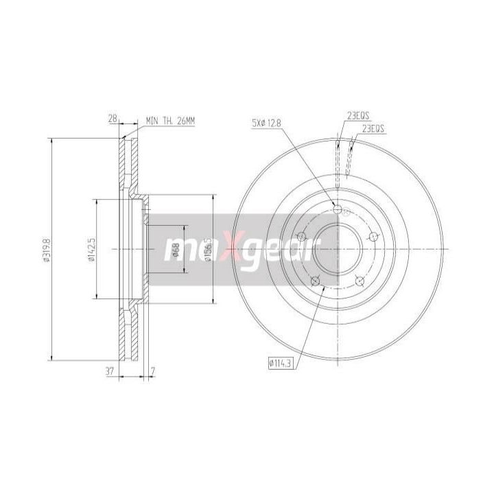 Stabdžių diskas MAXGEAR 19-2364