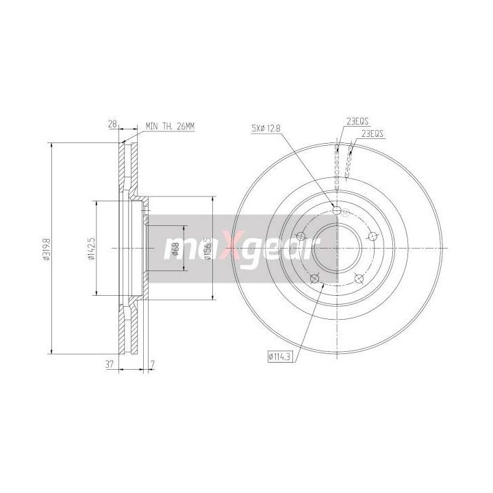 Stabdžių diskas MAXGEAR 19-2364MAX
