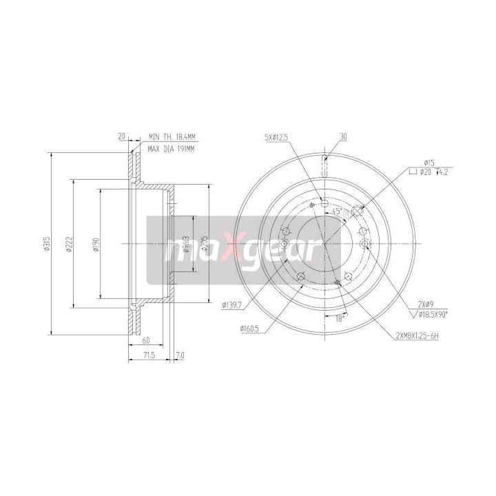 Stabdžių diskas MAXGEAR 19-2372