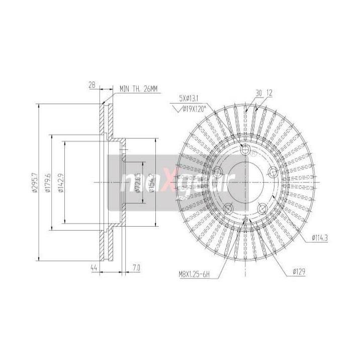 Stabdžių diskas MAXGEAR 19-2387