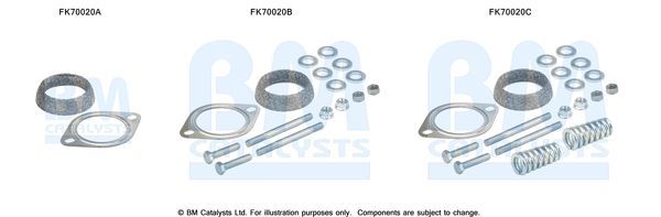 Montavimo komplektas, išmetimo vamzdis BM CATALYSTS FK70020