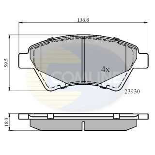 Stabdžių trinkelių rinkinys, diskinis stabdys COMLINE CBP01160