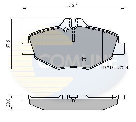 Stabdžių trinkelių rinkinys, diskinis stabdys COMLINE CBP01209