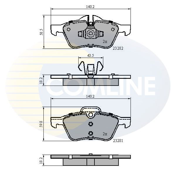 Stabdžių trinkelių rinkinys, diskinis stabdys COMLINE CBP01548