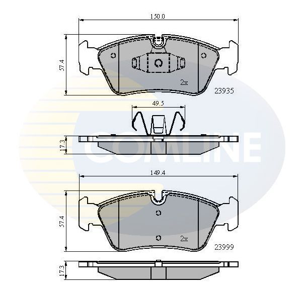 Stabdžių trinkelių rinkinys, diskinis stabdys COMLINE CBP01590