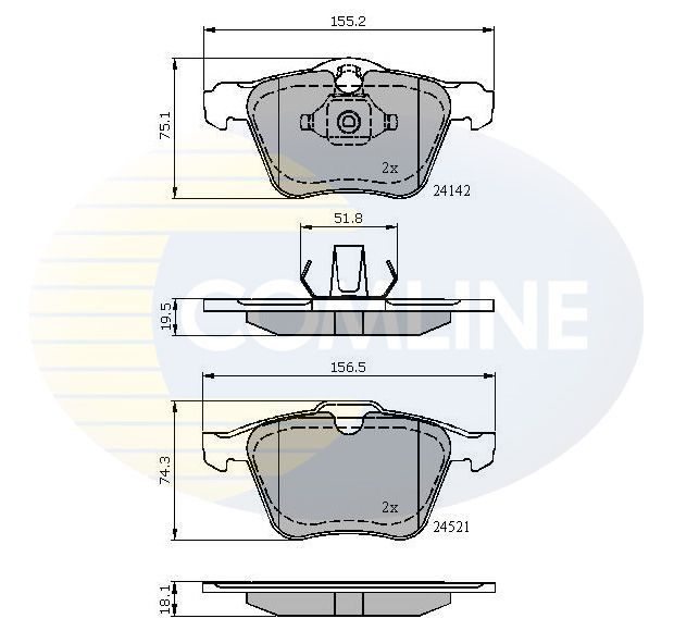 Stabdžių trinkelių rinkinys, diskinis stabdys COMLINE CBP01608