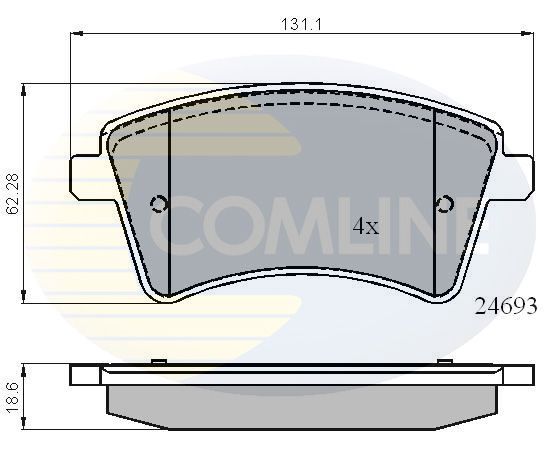 Stabdžių trinkelių rinkinys, diskinis stabdys COMLINE CBP01707