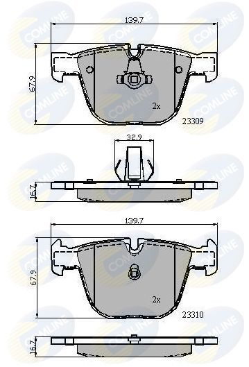Stabdžių trinkelių rinkinys, diskinis stabdys COMLINE CBP01794