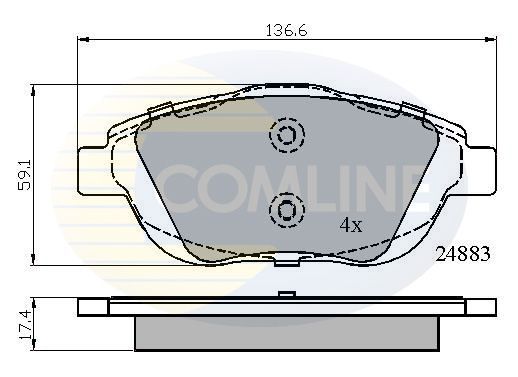 Stabdžių trinkelių rinkinys, diskinis stabdys COMLINE CBP02027